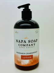 A pump bottle of Napa Soap Company's Mandarin Chardonnay Lotion.