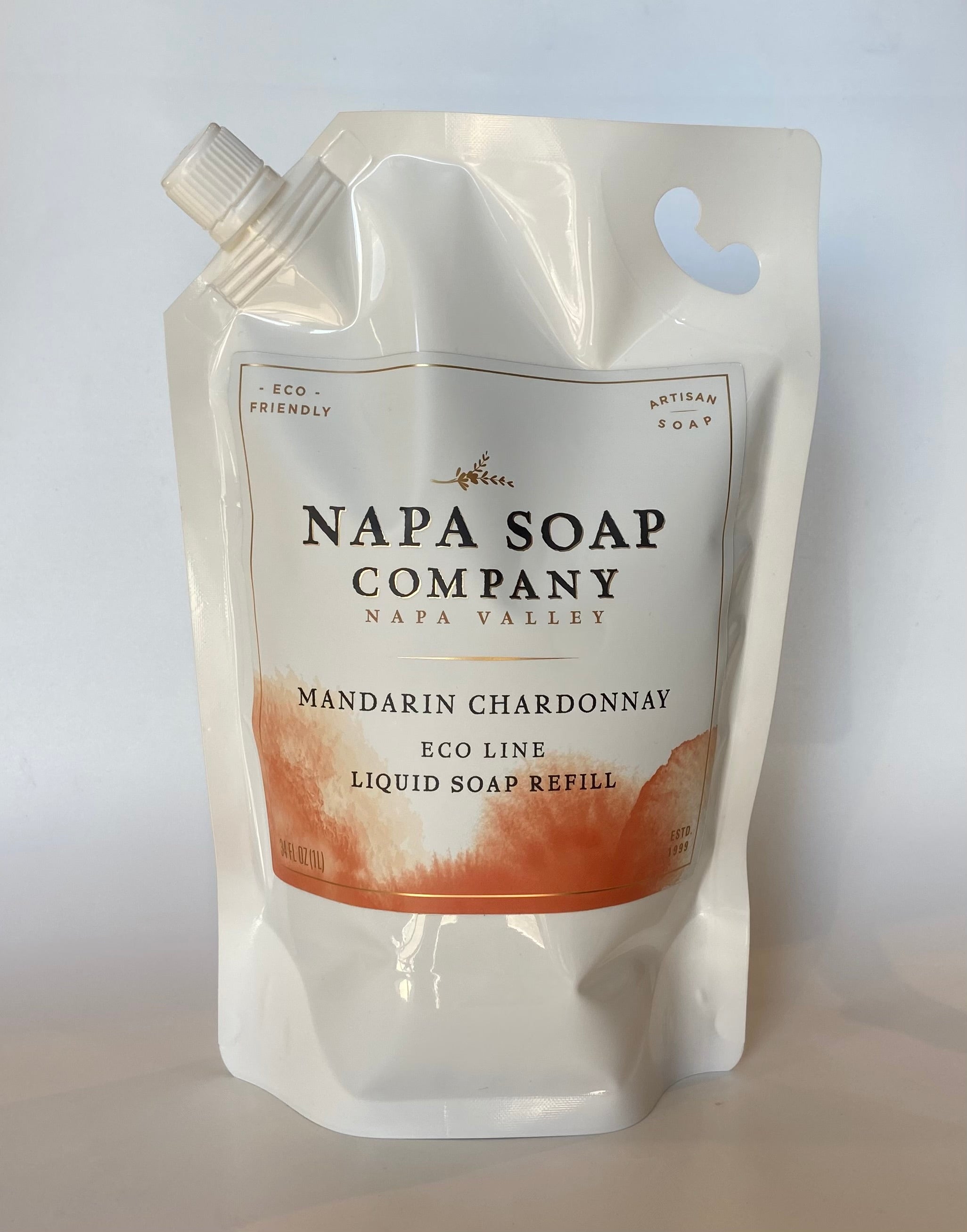 Napa Soap Company liquid soap refill pouch on a light background